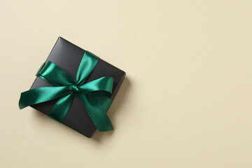 Gift box on color background