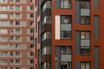 Bright facade of a modern apartment building in Moscow, Russia for contemporary urban architecture