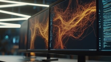 Supercomputer processing vast amounts of data, symbolizing advanced technology and innovation in data analytics and computational power.