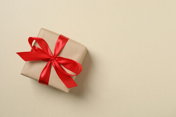 Beautiful gift box on color background