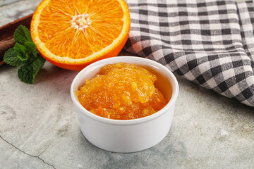 Tasty homemade Orange jam in the bowl