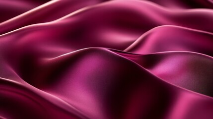 Obraz premium A close-up view of deep burgundy satin fabric, showcasing its smooth texture and elegant drapes in soft, flowing waves.