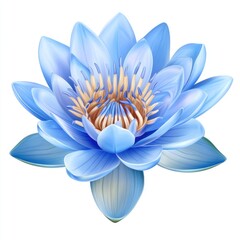 Fototapeta premium Stunning Blue Lotus Flower Illustration with Detailed Petals and Soft Gradient Colors on White Background