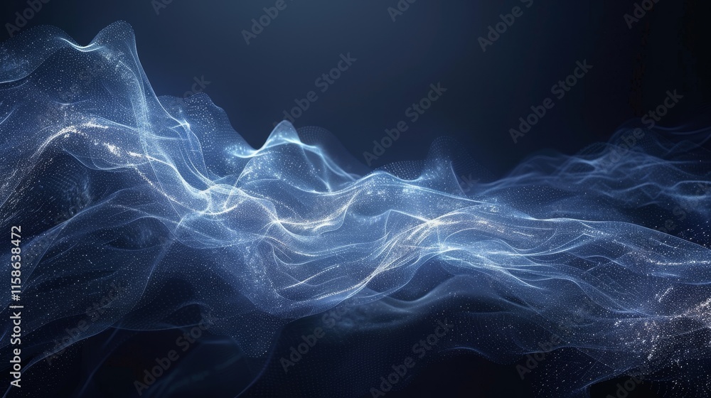 Poster dynamic abstract waves create a sense of motion and depth in a digital space