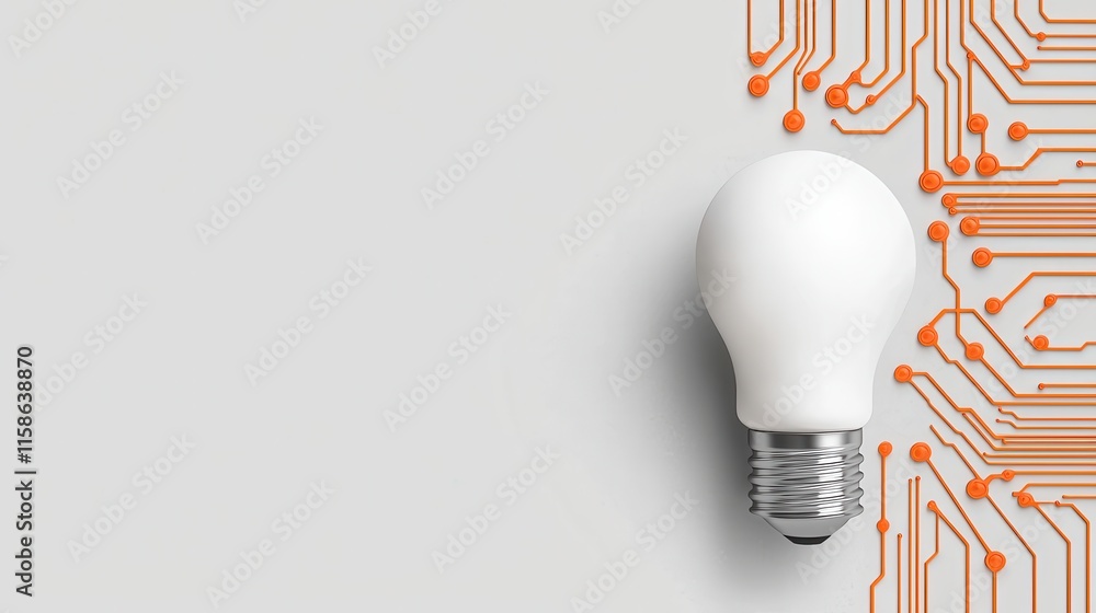 Poster a light bulb is juxtaposed with a circuit board pattern, symbolizing the fusion of technology and in