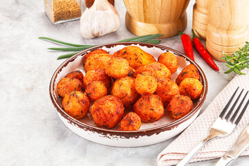 Baked young potato with paprika