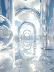 Silver, white gold, futuristic scene, technological atmosphere