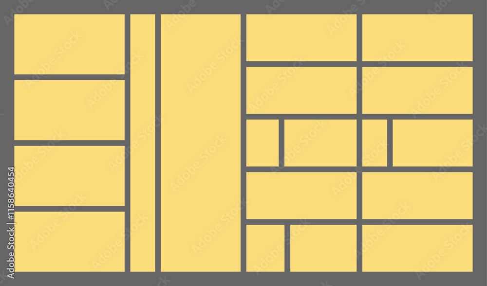 Wall mural dimensions 16x9 trendy bento grid layout style brick ui ux templates. web comic grids with right ang