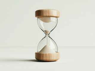 Naklejka premium A cinematic 8K image of an hourglass isolated on a white background, showcasing a natural aesthetic with a minimalist style.