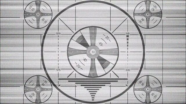 Retro Television Test Pattern with grayscale tones Bars