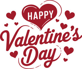 Happy Valentine's Day Typography Silhouette Vector Art
