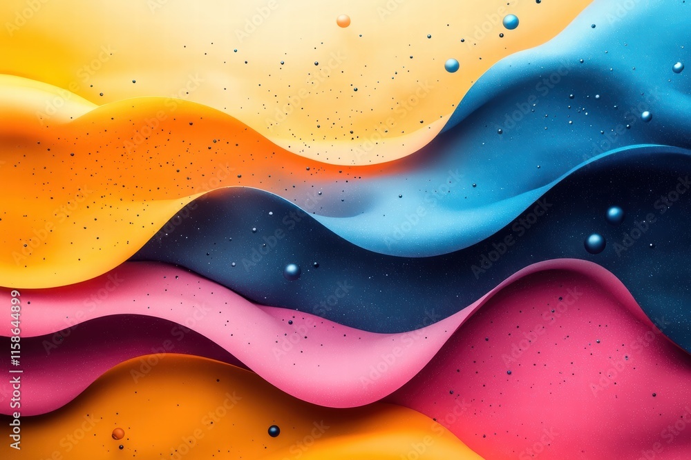 Poster dynamic waves of color in abstract graphic design layout for promotional use