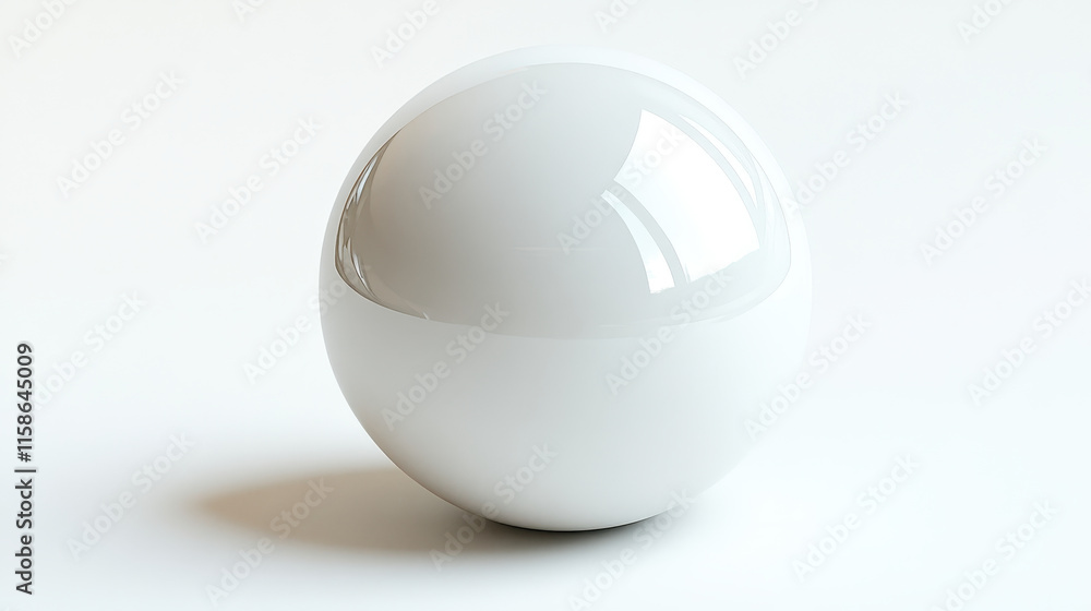 Poster glossy white sphere on isolated background for graphic design and minimalistic concepts