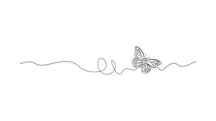 Elegant continuous one line drawing a Butterfly in Flight Minimalist Continuous Line Art Vector