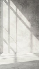 Obraz premium Exploring Architectural Shadows: The Play of Light and Structure on a Minimalist Concrete Wall Surface Vertical Background