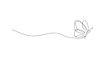 Elegant continuous one line drawing a Butterfly in Flight Minimalist Continuous Line Art Vector