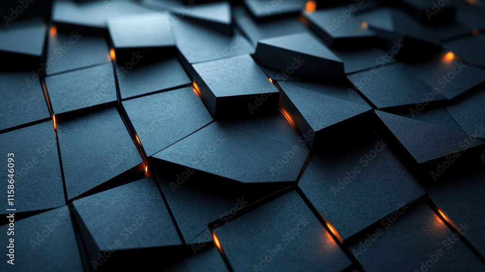 Poster futuristic displaced 3d triangular background with ambient lighting and modern design