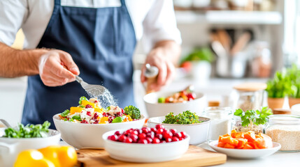 Chef Preparing a Vibrant Salad 