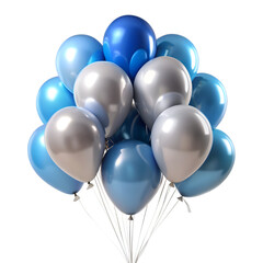 Grey blue balloons isolated on transparent background
