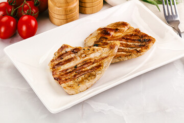 Grilled pork steak with sauce