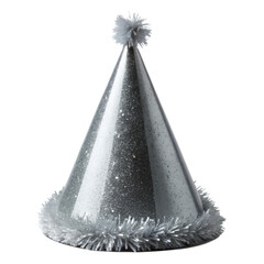 Grey silver party hat isolated on transparent background