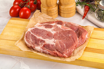 Raw pork neck steak sirloin
