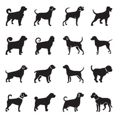 Silhouettes of dogs different pack of dog silhouettes