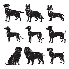 Silhouettes of dogs different pack of dog silhouettes