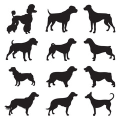 Silhouettes of dogs different pack of dog silhouettes