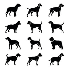 Silhouettes of dogs different pack of dog silhouettes