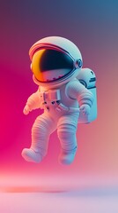Digital technology color stereoscopic astronaut poster background


