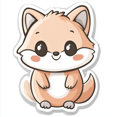 A Playful Fox Sticker in Minimalist Cartoon Style with Soft Pastel Colors for Design Applications
