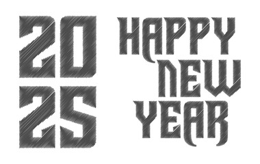 Happy New Year 2025 Chalk Scribble Gray Design Elegant Abstract Vector Illustration