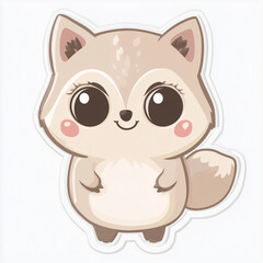 Simple and Cute Fox Sticker with Soft Pastel Colors and Transparent Background for Digital Design