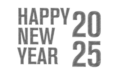 Happy New Year 2025 Chalk Scribble Design Elegant Abstract Vector Illustration