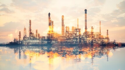 Fototapeta premium Industrial Plant at Sunset