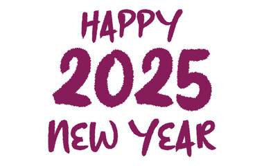 Happy New Year 2025 Purple Scribble Drawing Abstract Design Elegant Vector Illustration
