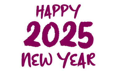 Happy New Year 2025 Purple Scribble Drawing Abstract Design Elegant Vector Illustration