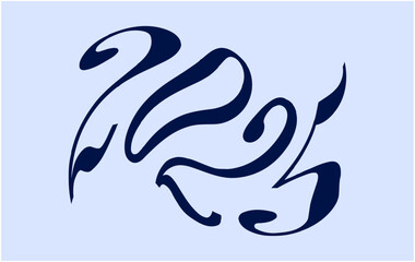Happy New Year 2025 Blue Drawing Abstract Design Elegant Vector Illustration