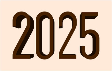 2025 Happy New Year Brown 3D Realistic Decoration Design Elegant Abstract Vector Illustration