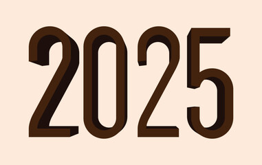 2025 Happy New Year Brown 3D Realistic Decoration Design Elegant Abstract Vector Illustration