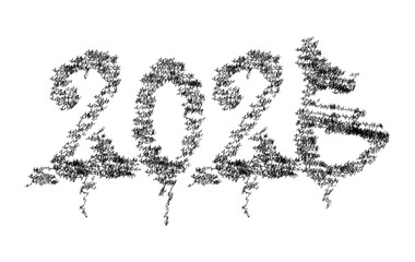 2025 Happy New Year Chalk Scribble Design Elegant Abstract Vector Illustration