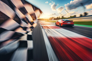 Red Car Speeding On a Race Track