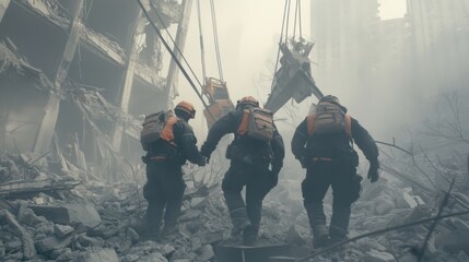 Rescuers at a Collapsed Construction Site