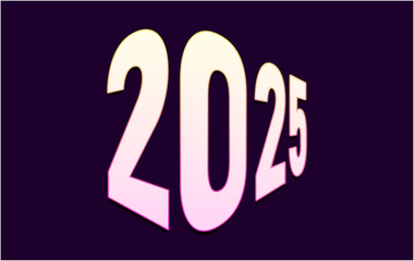 2025 Happy New Year Purple Design Realistic Decoration Elegant Abstract Vector Illustration