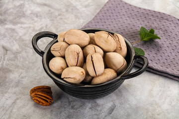 Crunchy pecan nut in the bowl