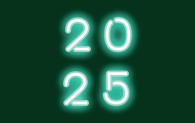 2025 Happy New Year Neon Green Cyan Design Elegant Glitter Abstract Vector Illustration