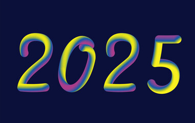 2025 Happy New Year Blue Green Design Blend Elegant Glitter Abstract Vector Illustration