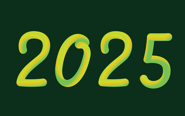 2025 Happy New Year Green Design Blend Elegant Glitter Abstract Vector Illustration