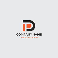 Minimalist Letter DP or PD Logo Design with vector template
